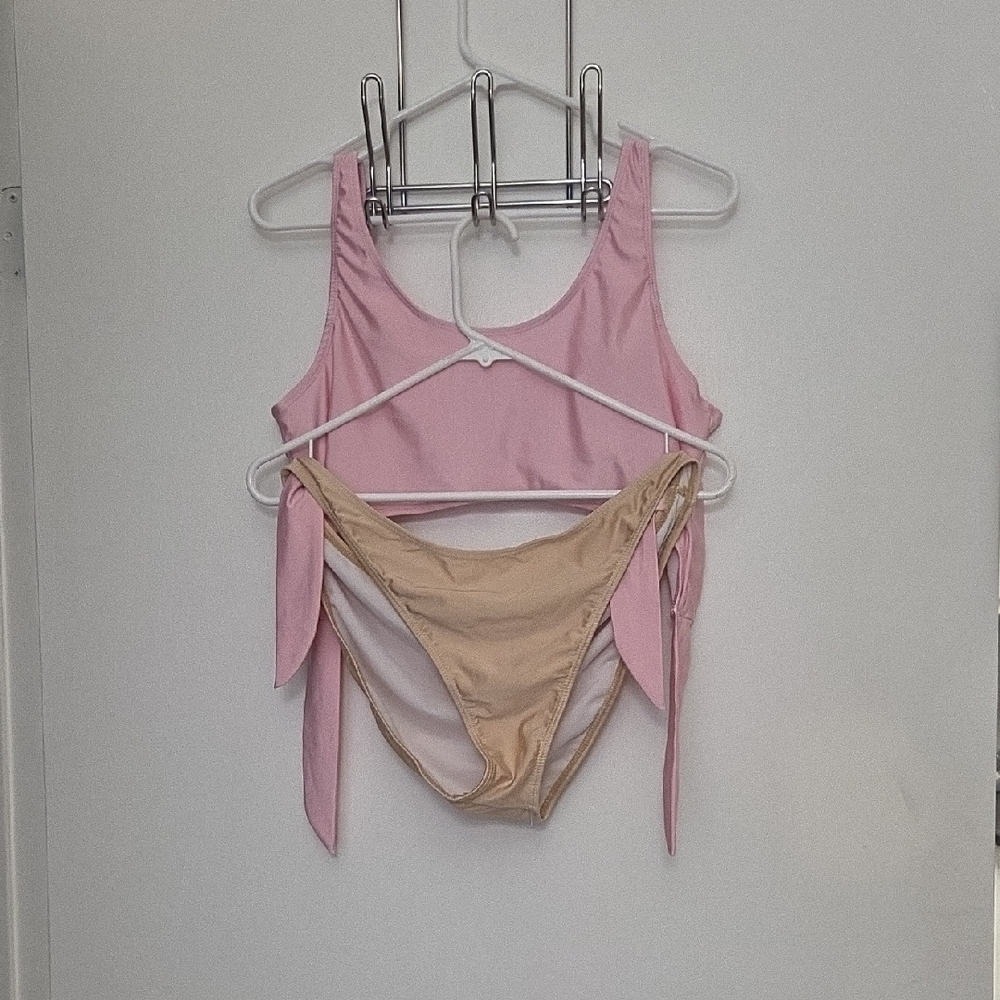 Boohoo Blush and Champagne Bikini Set